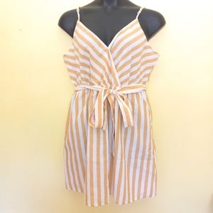 Cute Yellow and White Striped Dress Plus Size 2XL